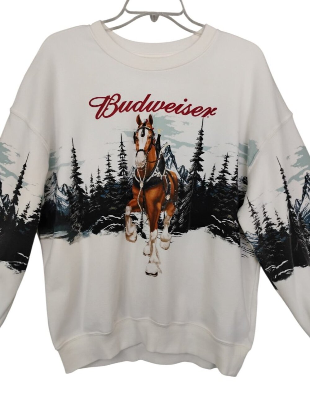 Budweiser Classic Graphic Sweatshirt by Hybrid Apparel Size Small White Crewneck